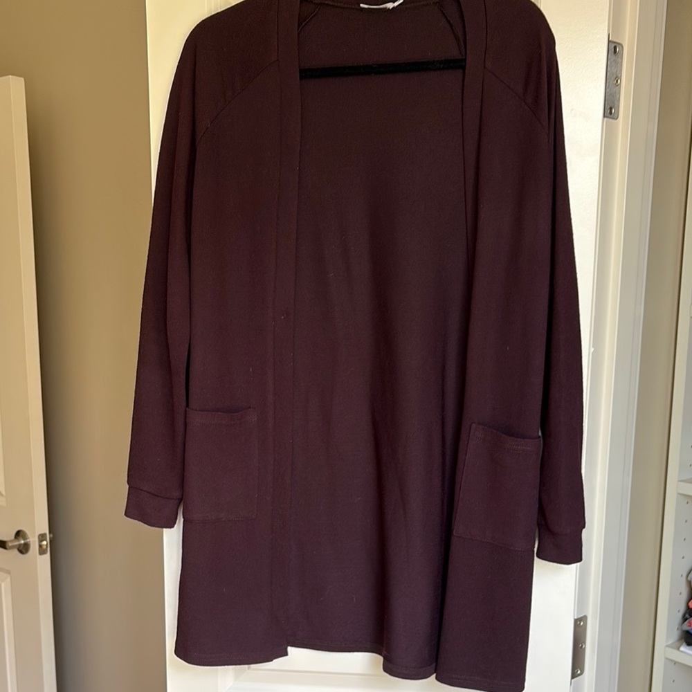 Chic Open Front Cardigan - Rich Burgundy